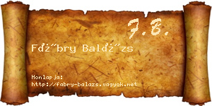 Fábry Balázs névjegykártya